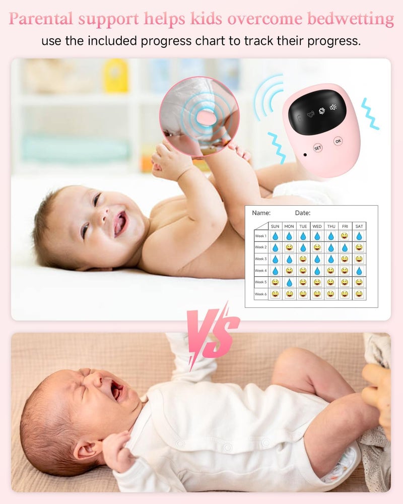 PHENOHERE US-Patented Wireless Bedwetting Alarm for Boys and Girls,High Sensitivity Sensor for Deep Sleepers, USB-C Rechargeable (Blush Pink) - Image 5